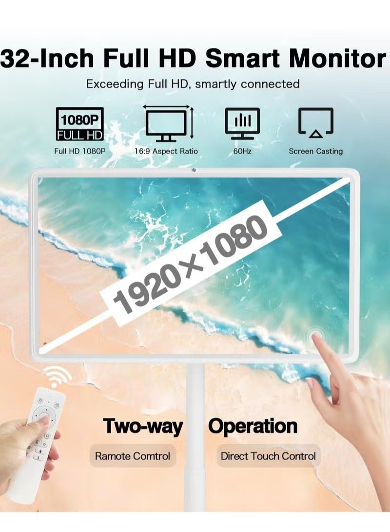 ريتش لايف شاشة لمس ذكية محمولة مقاس 32 بوصة | معالج ثماني النواة، 8+128 جيجابايت | منفذ HDMI/USB، شاشة عالية الوضوح بدقة 1920 بكسل | نظام أندرويد مدمج وكاميرا | شاشة لمس متعددة اللمس بعشر نقاط وعمر بطارية طويل، شاشة لمس متكاملة للاستخدام المكتبي والمؤتمرات والمنزلي - Image 5