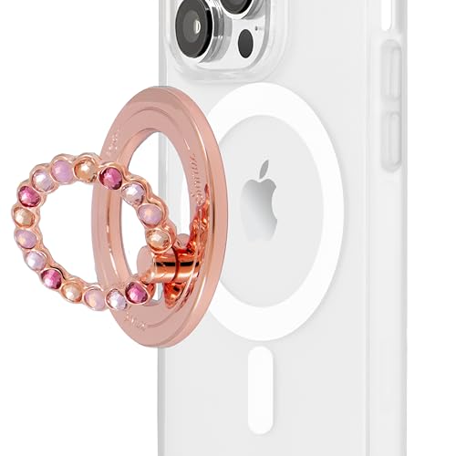 Sonix Magnetic Phone Grip and Phone Ring Holder Compatible with MagSafe Rotatable Kickstand and Phone Holder for iPhone 16 15 14 13 12 Series Rose GoldMulti Rhinestone - Image 1
