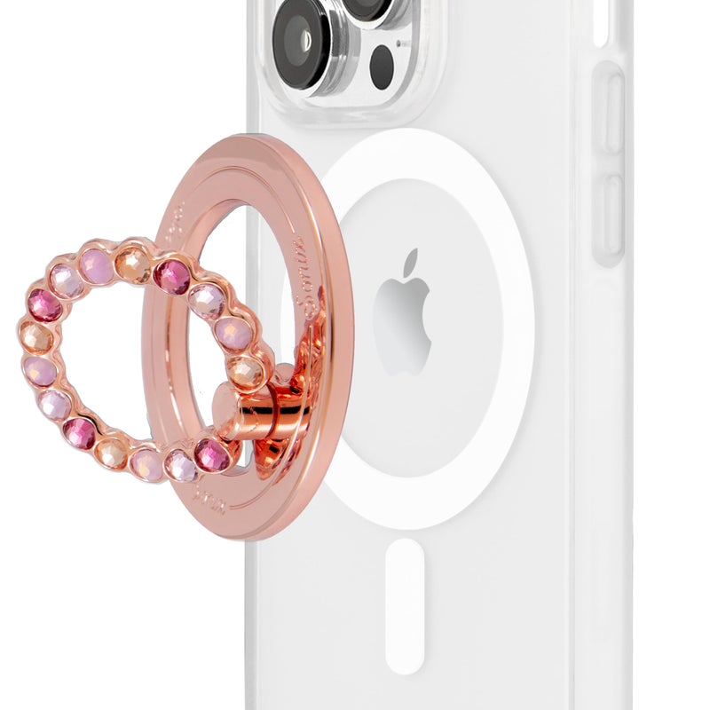 Sonix Magnetic Phone Grip and Phone Ring Holder Compatible with MagSafe Rotatable Kickstand and Phone Holder for iPhone 16 15 14 13 12 Series Rose GoldMulti Rhinestone - Image 3