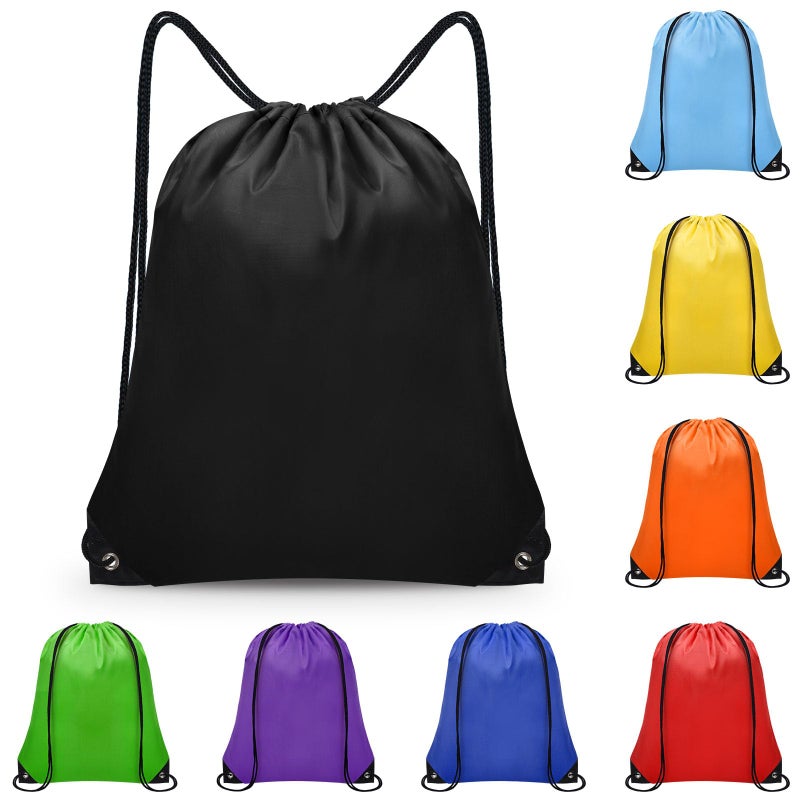 Grneric 8Pcs Drawstring Bags Bulk Drawstring Backpack Draw String Bag Cinch Sack for Gym Traveling Yoga Outdoor Sports (8 Colors) - Image 1