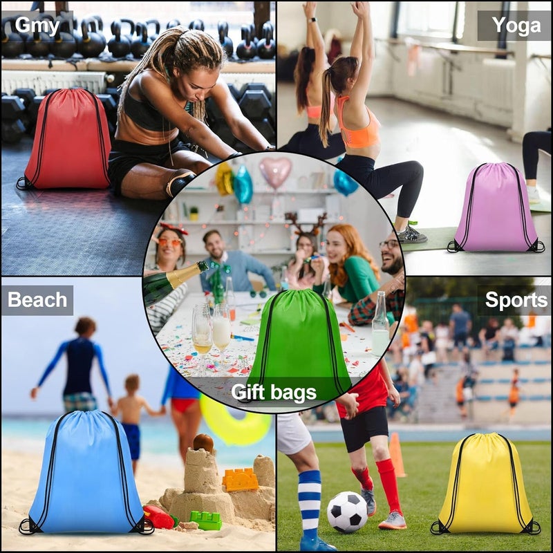 Grneric 8Pcs Drawstring Bags Bulk Drawstring Backpack Draw String Bag Cinch Sack for Gym Traveling Yoga Outdoor Sports (8 Colors) - Image 5