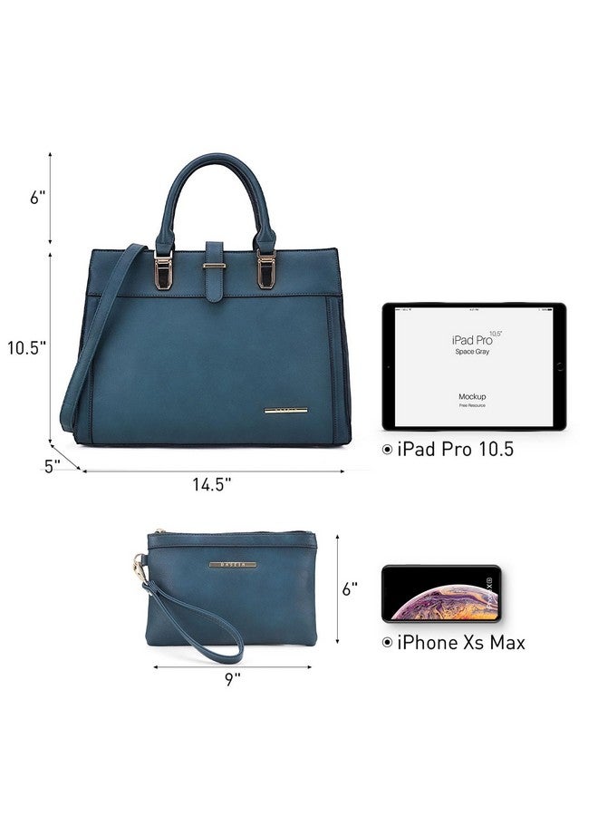 DASEIN Women's Handbag Flap-over Belt Shoulder Bag Top Handle Tote Satchel Purse Work Bag w/Matching Wristlet (Teal) - Image 3