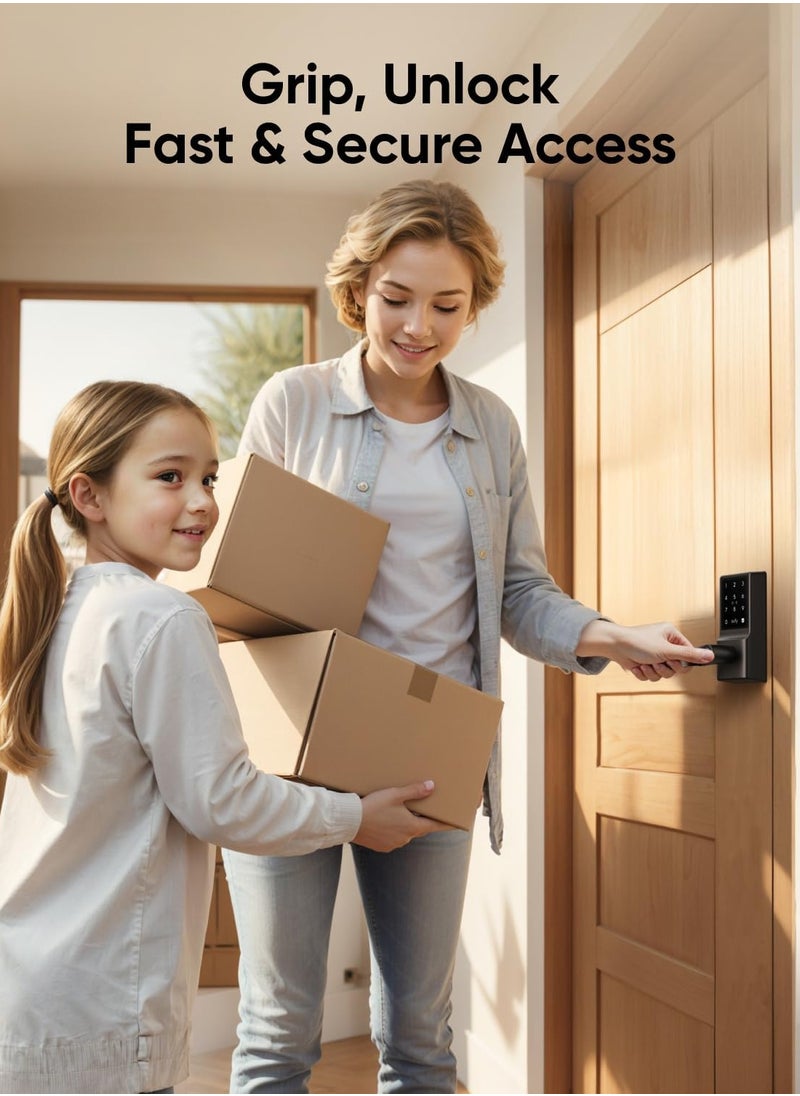 eufy eufy Smart Lock C33, Fingerprint Keyless Door Lock with Handle, Built-in Wi-Fi, APP Remote Control, Biometric Door Knob for Entry Door, Auto Lock, IP53 Waterproof  - Image 2