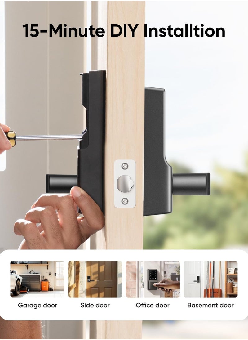 eufy eufy Smart Lock C33, Fingerprint Keyless Door Lock with Handle, Built-in Wi-Fi, APP Remote Control, Biometric Door Knob for Entry Door, Auto Lock, IP53 Waterproof  - Image 5