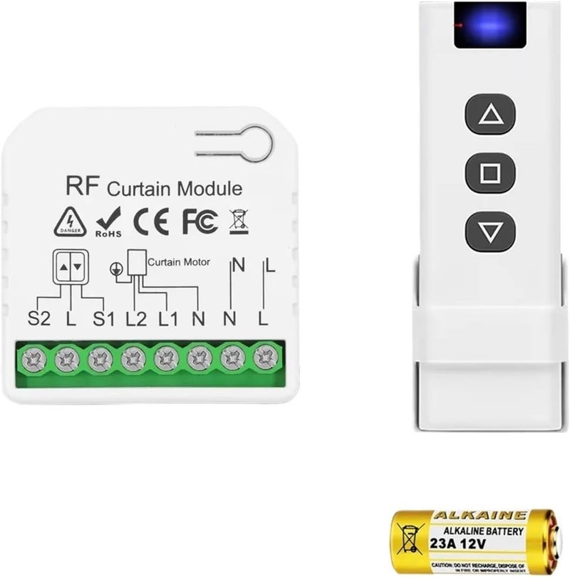 RF 433MHz Wireless Switch for Roller Shutter Motor, 70M Range, No WiFi Needed(Only 1 Remote) - Image 1