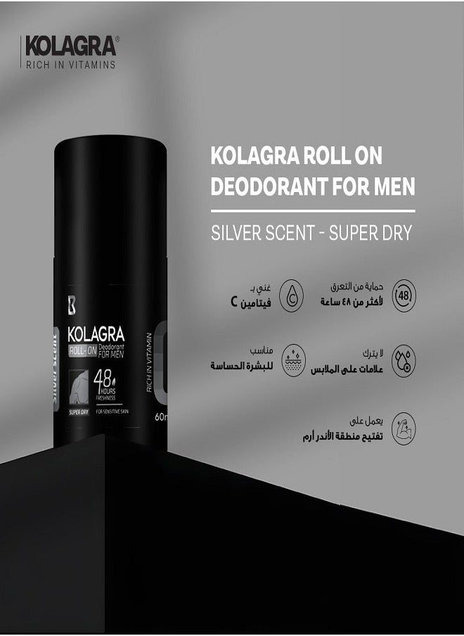 KOLAGRA - Roll-On Deodorant For Men Silver Scent 60ml - Image 1