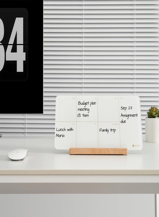 YEOUX Desktop Glass Weekly Planner Whiteboard with Detachable Wood Stand,Small Portable Dry Erase Calendar to Do List White Board 12x6 for Office, Home, Schools, Marker&Eraser Included, Yeoux - Image 5