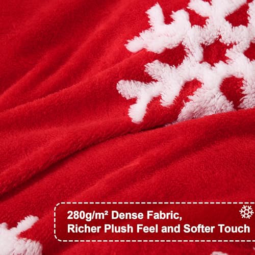 ASPMIZ 3 Piece Christmas Duvet Cover King Snowflake Jacquard King Duvet Covers Fluffy Winter Cozy Bedding Set with Zipper Closure and Ties 1 Comforter Cover 104 x 90 2 Pillow Shams Red - Image 3
