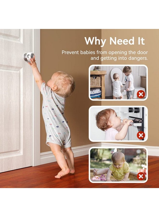 EUDEMON 4 Pack Updated Door Knob Cover Baby Safety Door Lock Childproof Safety Cover Door Handle Cover for Kids Safety (Clear-White) - Image 1