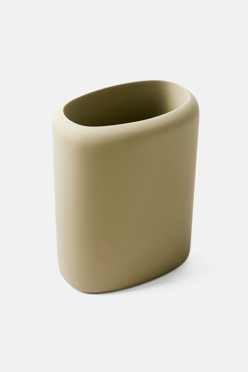 Muy Mucho Solid Toothbrush Cup 10,8 H x 8 L x 5,2 W cm, Olive  - Image 2