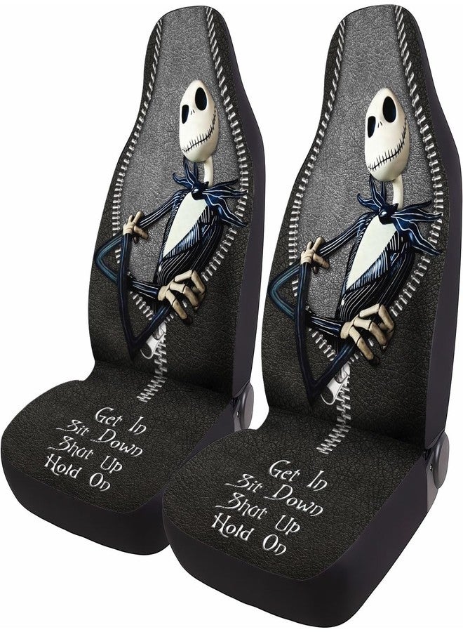 GENANY Horror Nightmare Skellington 2 Front Car Seat Covers for Car Truck Sedan SUV, Durable Automotive Seat Covers, Breathable Bucket Seat Covers, Protective Interior Accessory - Image 1