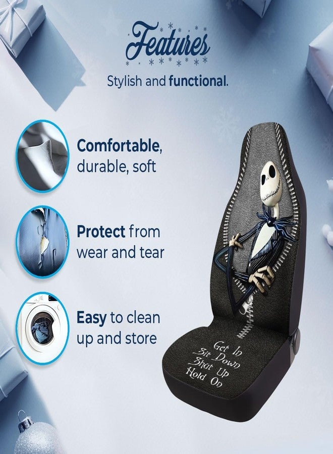 GENANY Horror Nightmare Skellington 2 Front Car Seat Covers for Car Truck Sedan SUV, Durable Automotive Seat Covers, Breathable Bucket Seat Covers, Protective Interior Accessory - Image 5