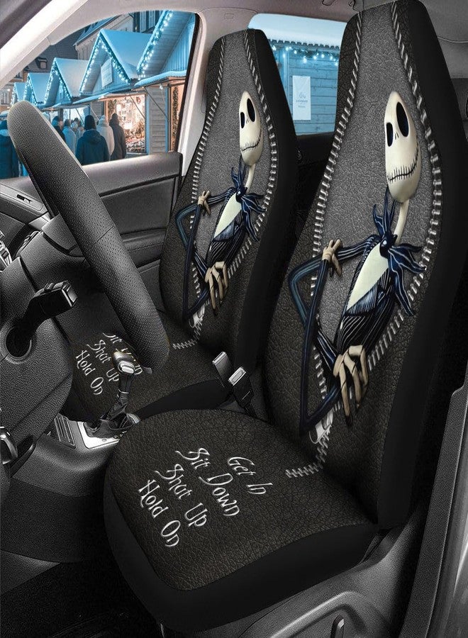 GENANY Horror Nightmare Skellington 2 Front Car Seat Covers for Car Truck Sedan SUV, Durable Automotive Seat Covers, Breathable Bucket Seat Covers, Protective Interior Accessory - Image 3