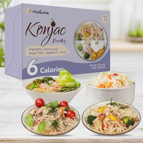 Hethstia Konjac Noodles Variety Pack – 12 Pack Shirataki Noodles Spaghetti, Fettuccine, Angel Hair, and Rice Shapes, Low Calorie, Keto, Vegan, Gluten-Free, Sugar-Free, Low GI, Ready-to-Eat Healthy Food Gifts - Image 3
