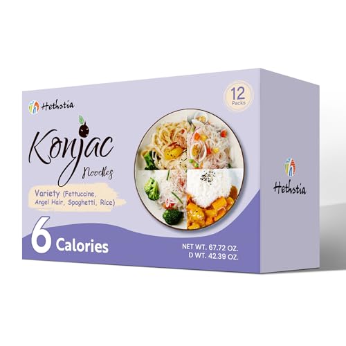 Hethstia Konjac Noodles Variety Pack – 12 Pack Shirataki Noodles Spaghetti, Fettuccine, Angel Hair, and Rice Shapes, Low Calorie, Keto, Vegan, Gluten-Free, Sugar-Free, Low GI, Ready-to-Eat Healthy Food Gifts - Image 1