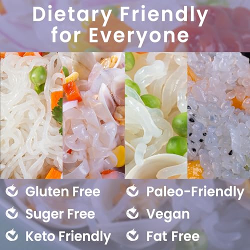 Hethstia Konjac Noodles Variety Pack – 12 Pack Shirataki Noodles Spaghetti, Fettuccine, Angel Hair, and Rice Shapes, Low Calorie, Keto, Vegan, Gluten-Free, Sugar-Free, Low GI, Ready-to-Eat Healthy Food Gifts - Image 4