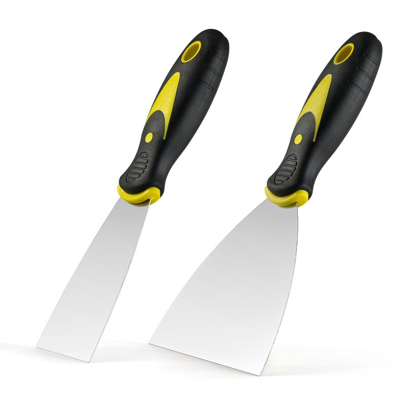 Smafixt Putty Knife Scraper Set, 2" 4" Spackle Knife 2Pack, Stainless Steel Paint Scraper for Drywall Repairing and Clearing, Wallpaper Removal, Putty Applying, Plaster Scraping - Image 1