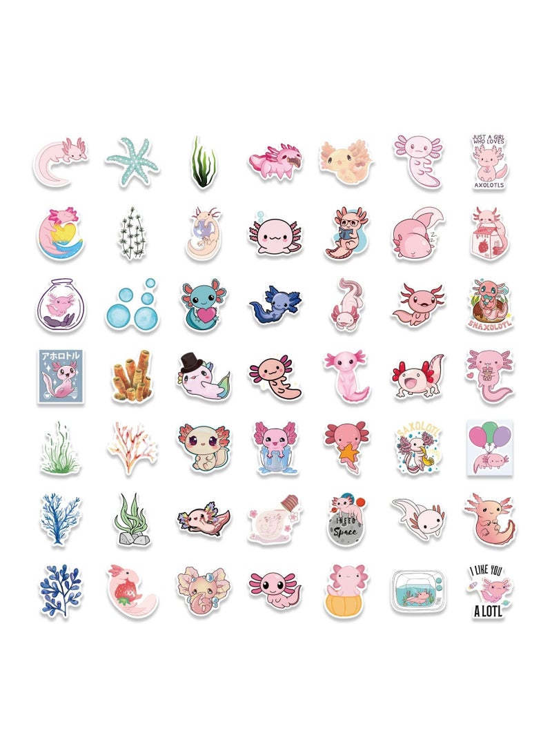 Y&D 100Pcs Cute Axolotl Stickers for Water Bottles, DIY Waterproof Vinyl Hydro Flask Laptop Scrapbook, Kawaii Animal Kids, Teens, Teachers Students Reward - Image 3