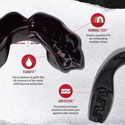 SAFEJAWZ Sports Mouthguard Slim Fit, Adult and Junior Mouth Guard with Case for Boxing, Basketball, Lacrosse, Football, MMA, Martial Arts, Hockey and All Contact Sports (Adult 12+ Years, Black) - Image 3