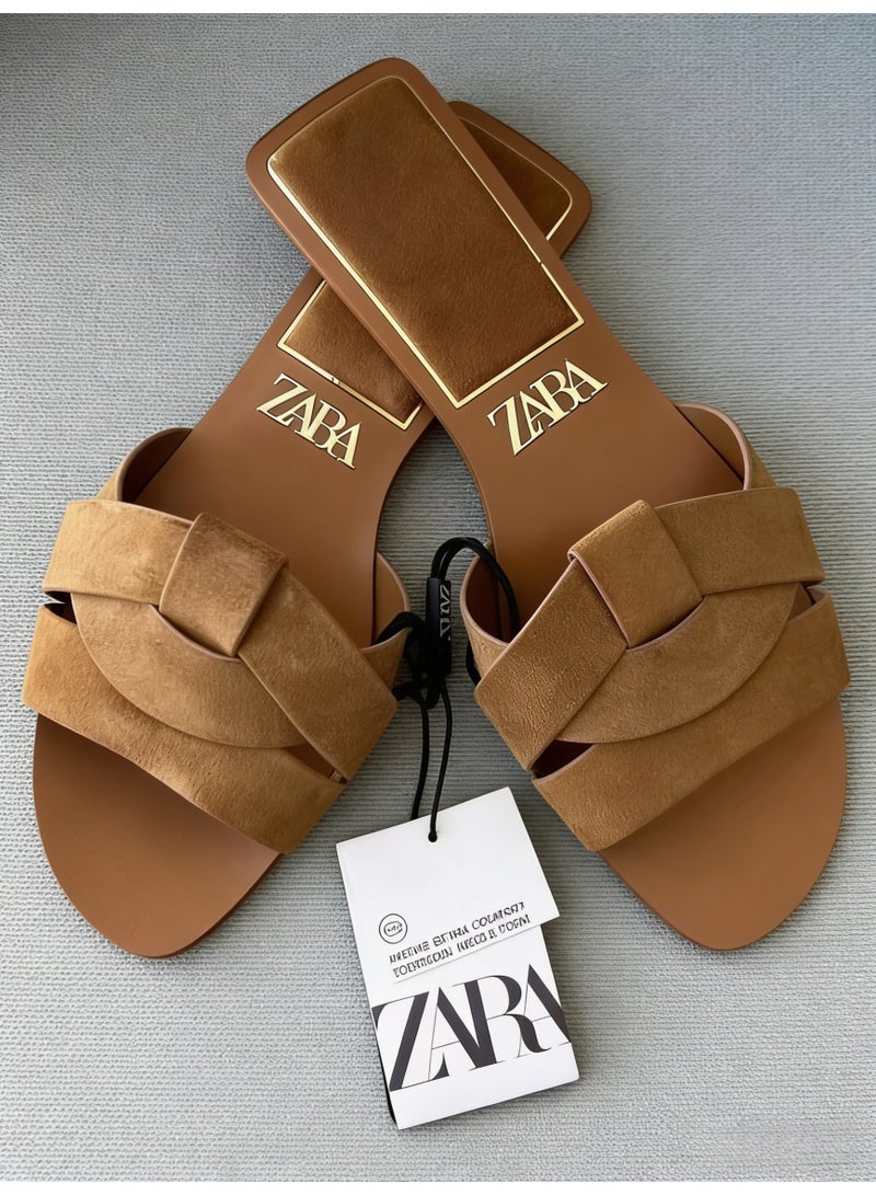 ZARA Bow-Detail Suede Flat Sandals - Model 2641/510 - Image 3