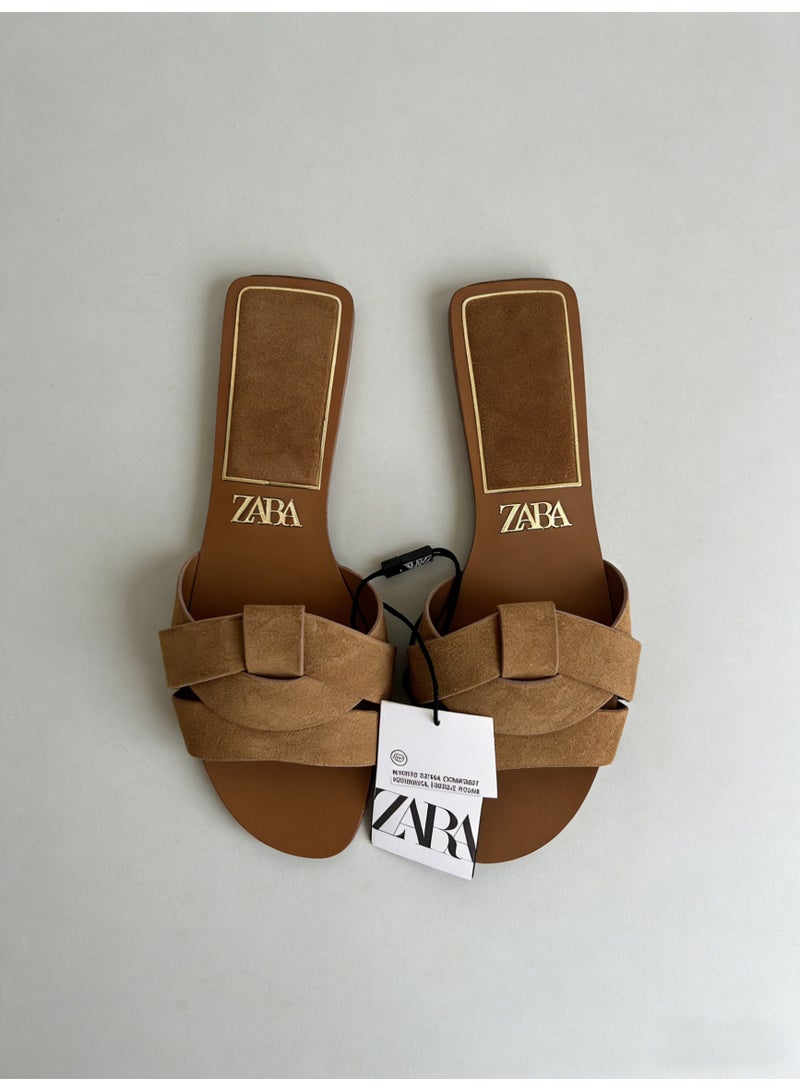 ZARA Bow-Detail Suede Flat Sandals - Model 2641/510 - Image 4