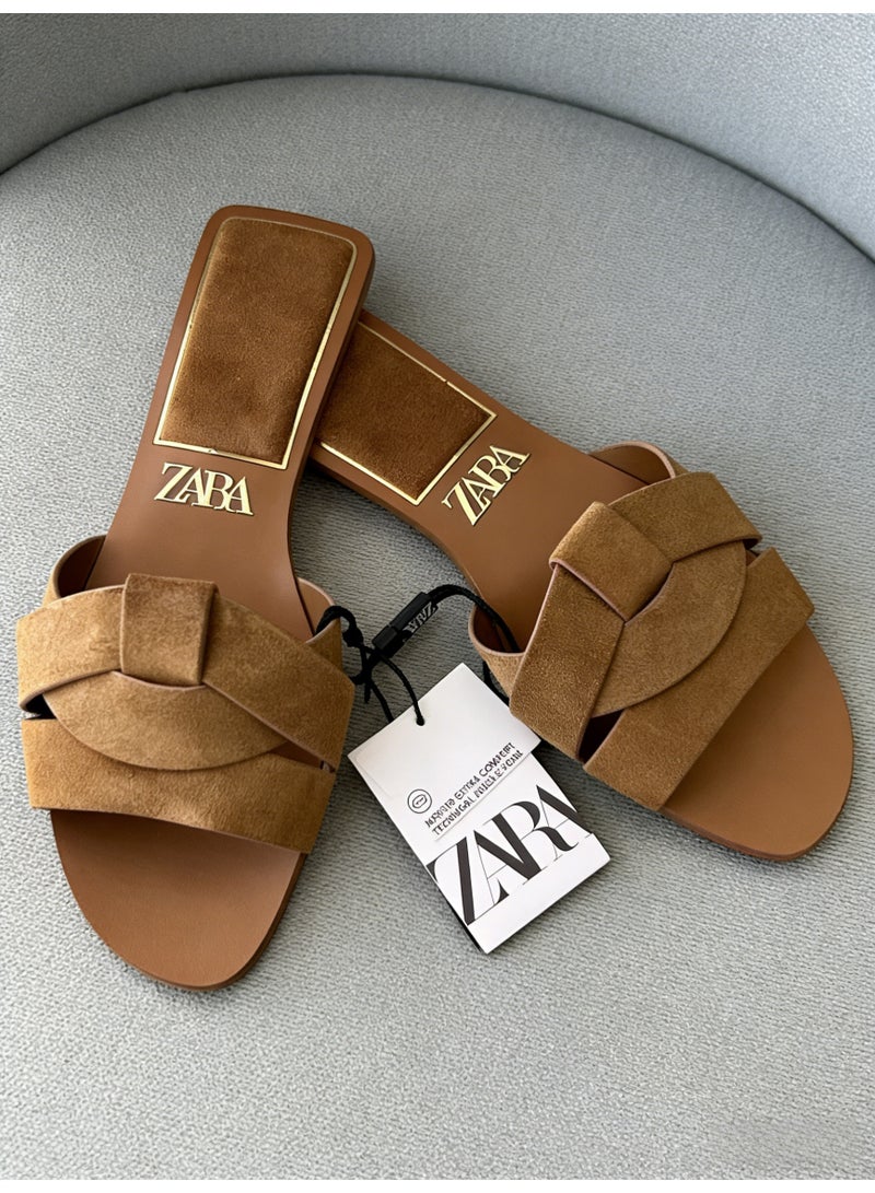 ZARA Bow-Detail Suede Flat Sandals - Model 2641/510 - Image 5