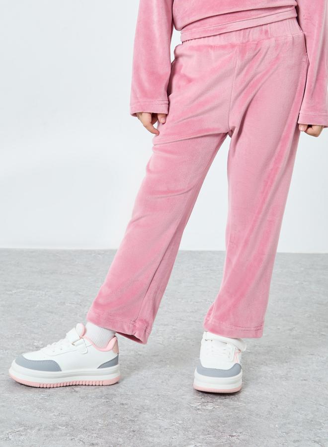 Styli Pink Embroidered Velour Sweatshirt and Joggers Set - Image 5