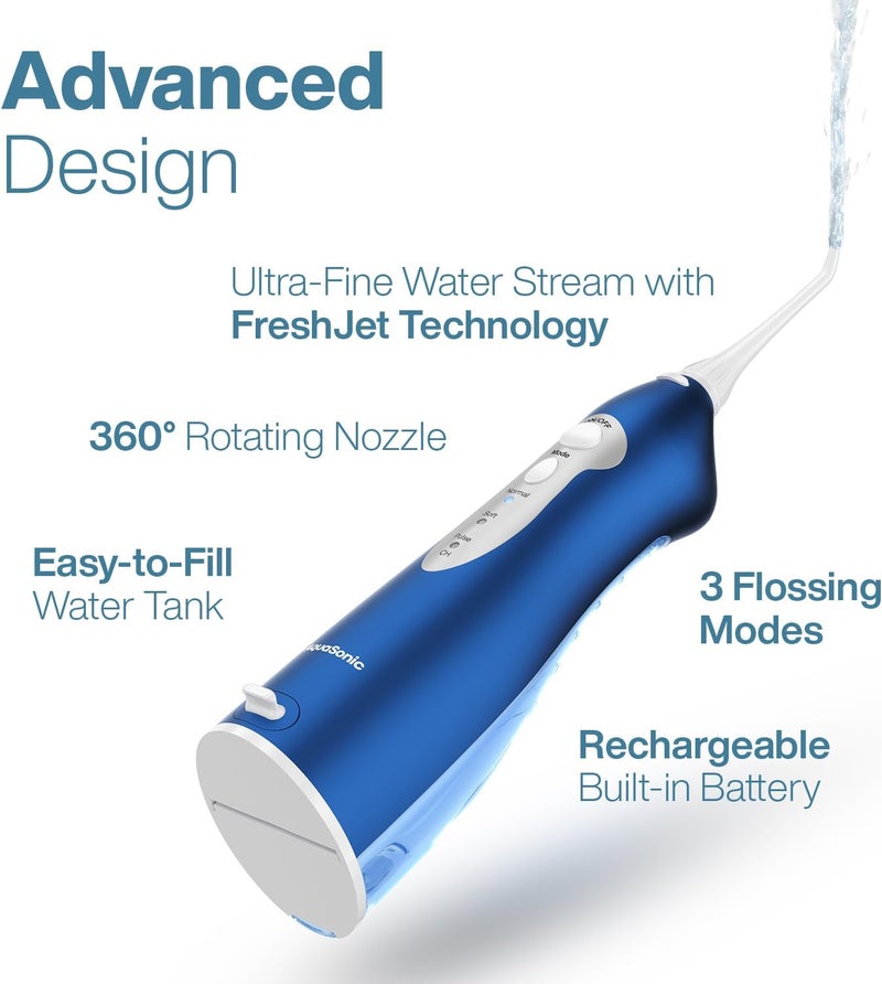 Aquasonic Water Flosser - Cordless Rechargeable Water Flossers for Teeth Cleaning - Waterproof Aqua Flosser, Portable Oral Irrigator for Dental Cleaning with 5 Jet Tips – Braces Home Travel - Image 3