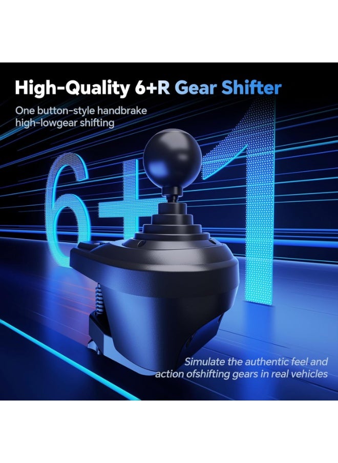 V9 GEN2 Racing Steering Wheel Bundle – 270° & 900° Dual-Mode Wheel, 3-Pedal Set (Hall Effect), 6+R Gear Shifter – Multi-Platform (PC/Xbox/PS4/Switch) – Dual Motor Vibration, Magnetic Encoder, RGB Lighting & Anti-Slip Base