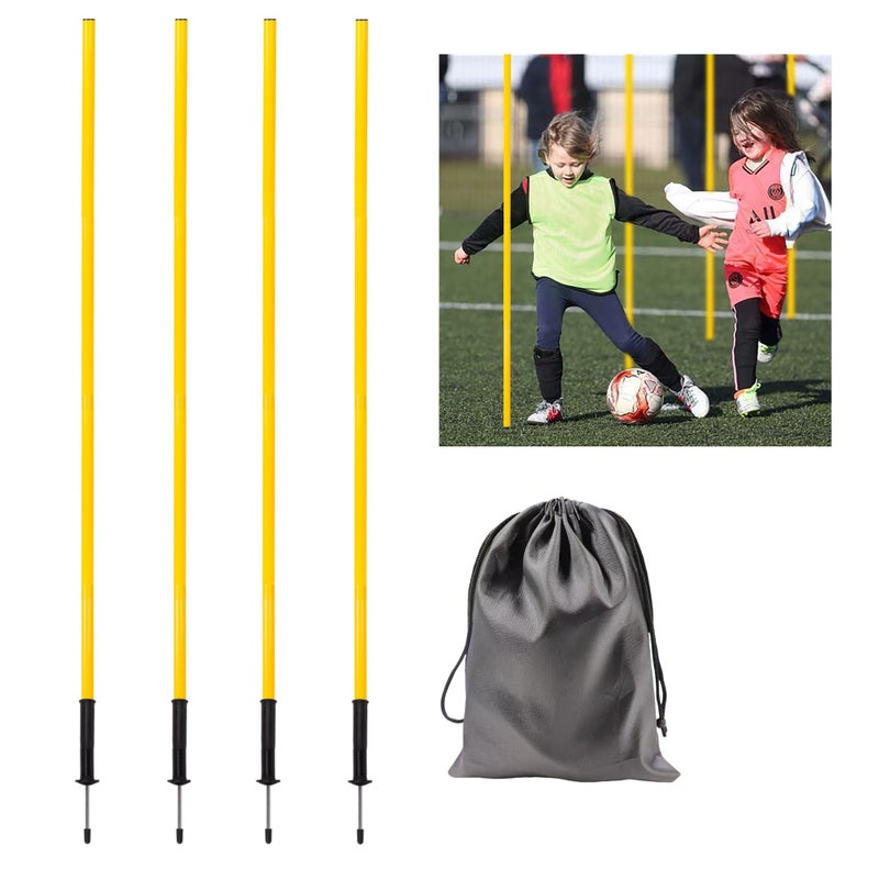 Nbguigdstr 4 Pcs 5Ft Agility Training Poles For Soccer Basketball Football Dog Horse Training-Adjustable Speed And Agility Training Equipment Sports Training Sticks With Ground Spring Nails And Storage Bag - Image 1