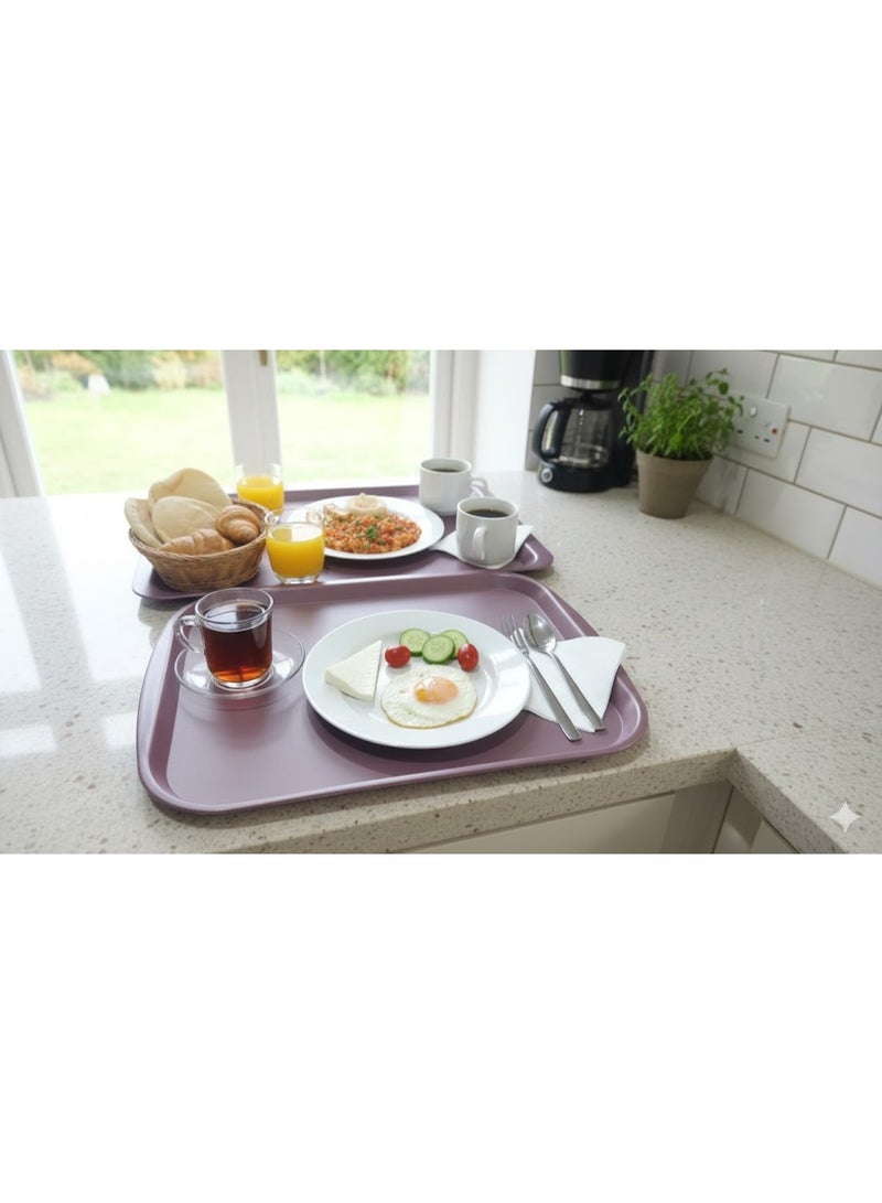 favilla 2-Piece Serving Tray Set - Different Sizes - For easy serving of food and drinks. Stain and scratch resistant, easy to clean, lightweight, suitable for everyday indoor and outdoor use. Ergonomic design for carrying and use with trolleys. - Dark Purple - Image 2