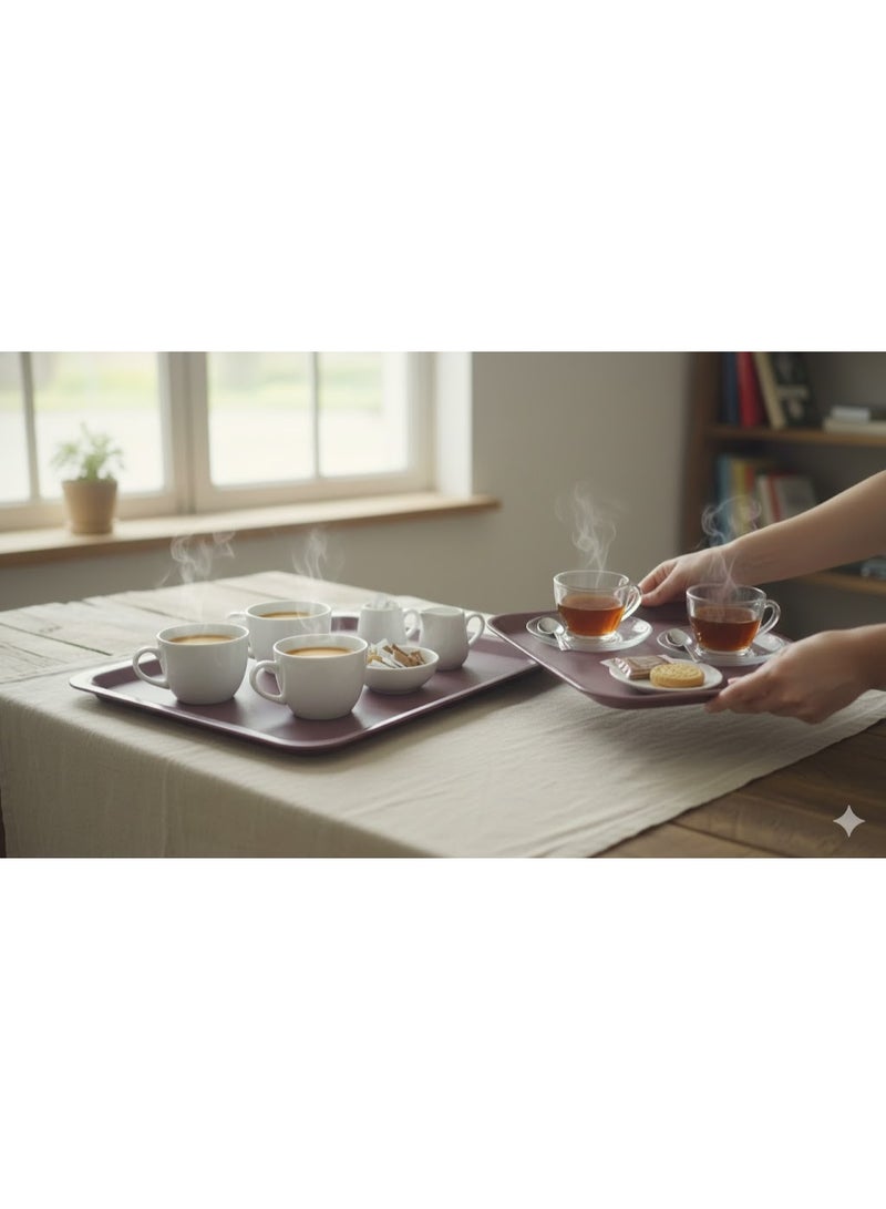 favilla 2-Piece Serving Tray Set - Different Sizes - For easy serving of food and drinks. Stain and scratch resistant, easy to clean, lightweight, suitable for everyday indoor and outdoor use. Ergonomic design for carrying and use with trolleys. - Dark Purple - Image 3