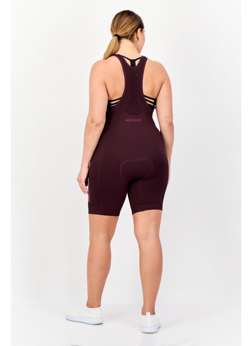 Adidas Women Sportswear Fit Sleeveless Training Playsuit, Dark Burgundy  - Image 3