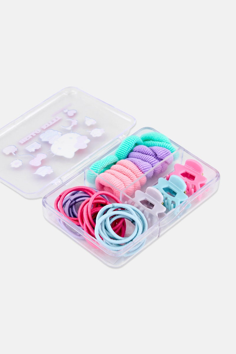 Sanrio Kids Girl 46 Pcs Hello Kitty Hair Elastic And Claw Clip Set, Multicolor - Image 3