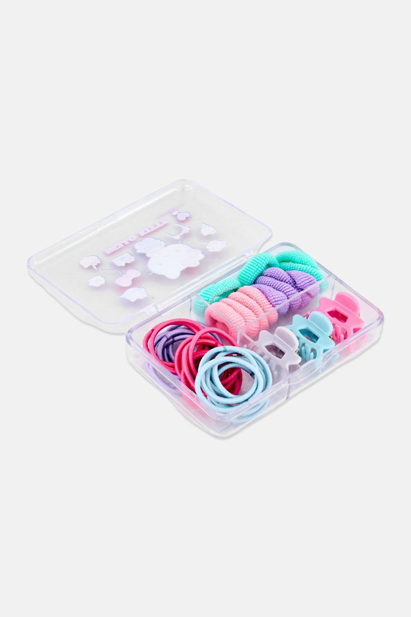 Sanrio Kids Girl 46 Pcs Hello Kitty Hair Elastic And Claw Clip Set, Multicolor - Image 2
