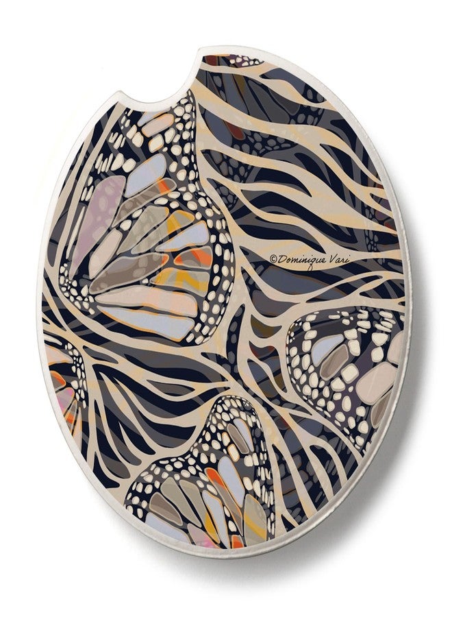 Counterart Thirstystone Zebra Butterflies Single Absorbent Stone Car Coaster for Vehicle Cup Holder 2.6” Diameter Manufactured in The USA - Image 1