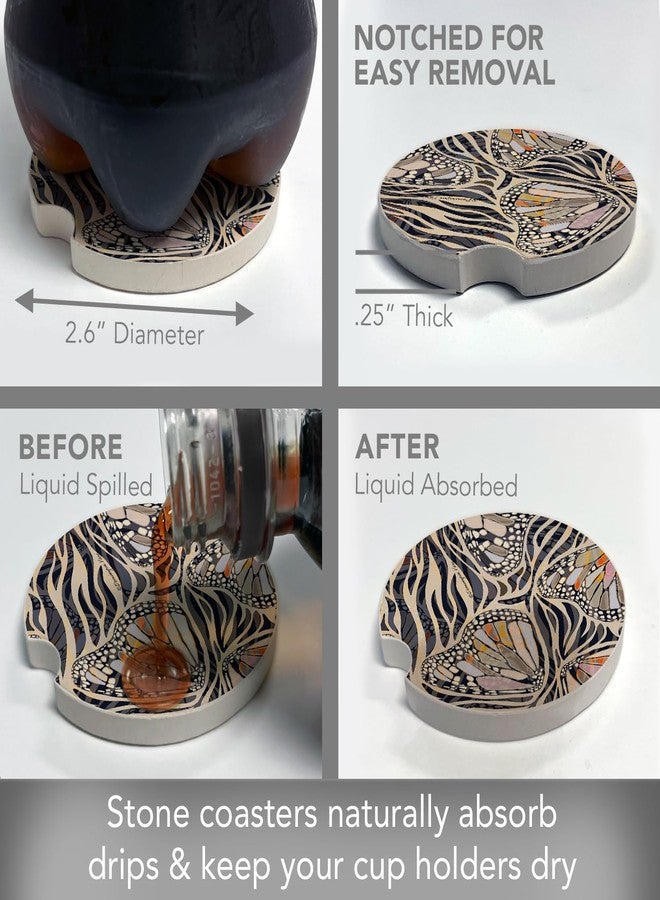Counterart Thirstystone Zebra Butterflies Single Absorbent Stone Car Coaster for Vehicle Cup Holder 2.6” Diameter Manufactured in The USA - Image 3