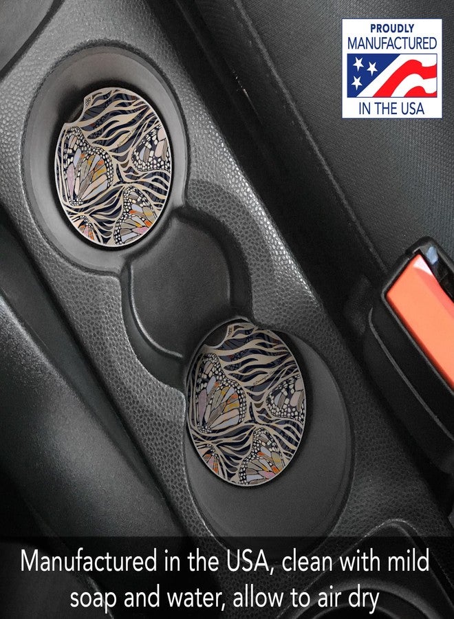 Counterart Thirstystone Zebra Butterflies Single Absorbent Stone Car Coaster for Vehicle Cup Holder 2.6” Diameter Manufactured in The USA - Image 2
