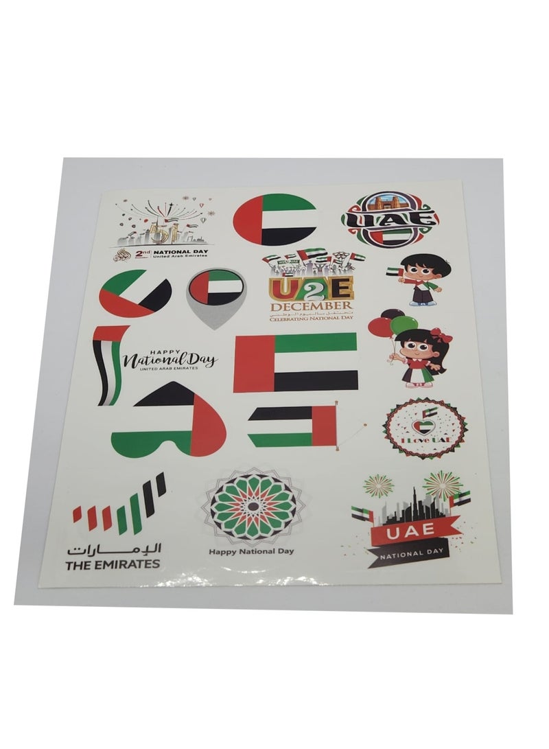 Acnor UAE National Day Sticker Sheet – 2nd December Celebration Stickers, UAE Flag Design, Kids & Decoration Stickers - Image 1