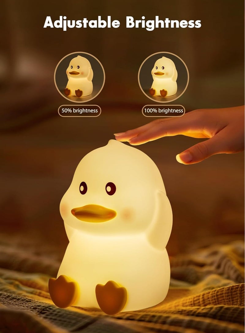 SOLARAE Duck Night Light for Kids, Cute Silicone Night Light, Dimmable Nursery Nightlight, with 2 Levels of Brightness, 7 Colors Rechargeable Bedside Touch Lamp, Squishy Duck Lamp, Portable Night Light - Image 2