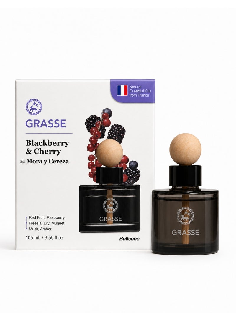 بولسون معطّر Bullsone Grasse Diffuser، معطّر هواء طبيعي للسيارة، عطر فاخر للسيارة برائحة التوت الأسود والكرز. - Image 1