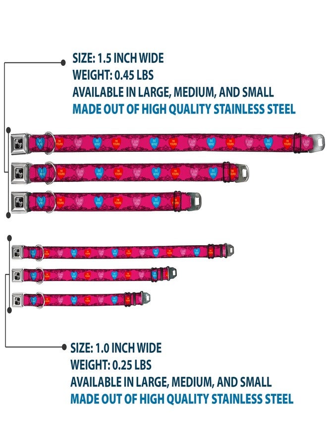 Buckle Down Buckle-Down Dog Collar Seatbelt Buckle Candy Hearts, Multicolor, 1" Wide - Fits 9-15" Neck - Small (DC-W30323-S) - Image 3