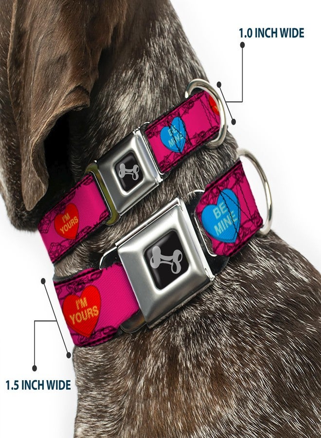 Buckle Down Buckle-Down Dog Collar Seatbelt Buckle Candy Hearts, Multicolor, 1" Wide - Fits 9-15" Neck - Small (DC-W30323-S) - Image 2