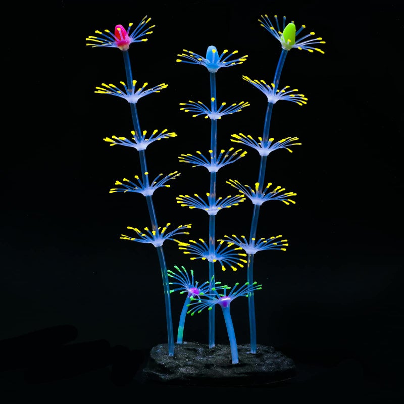 Uniclife Strip Coral Plant Ornament Glowing Effect Silicone Artificial Decoration for Fish Tank Aquarium Landscape Orange