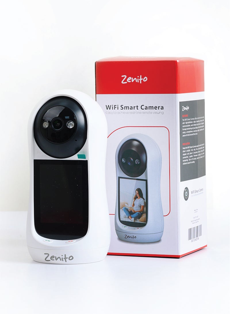 Zenito HD Video Baby Monitor - Secure & Clear View -wo-Way Video Calling Camera with 2.8 Inch IPS HD Screen, 2.4G WIFI Pan/Tilt Smart Security Camera with Motion Detection, Night Vision, 90° View Angle, with Phone App, for Indoor - Off White - Image 1