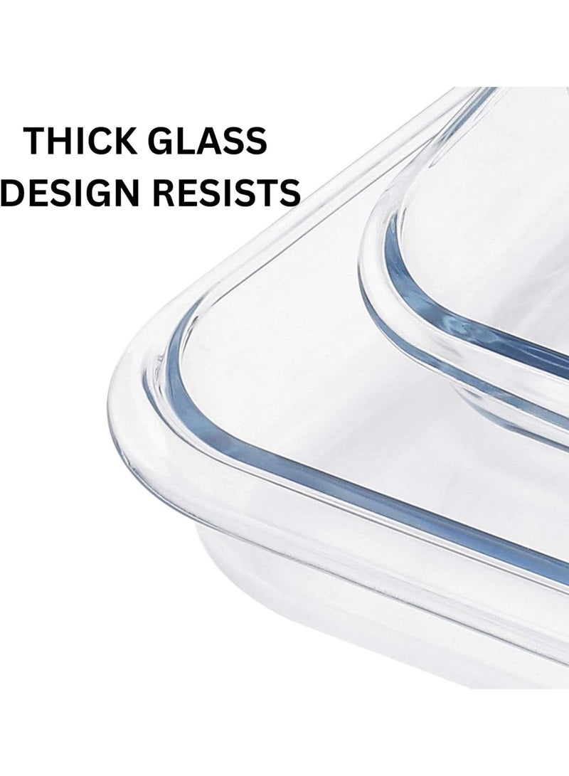 Glass Baking Dish Set of 3 Pcs small 1L,medium 1.6L,and large 2.2L Rectangular Clear Glass,Heat Resistant,Microwave,Oven Safe  Glass Multipurpose Baking Tray - Image 4