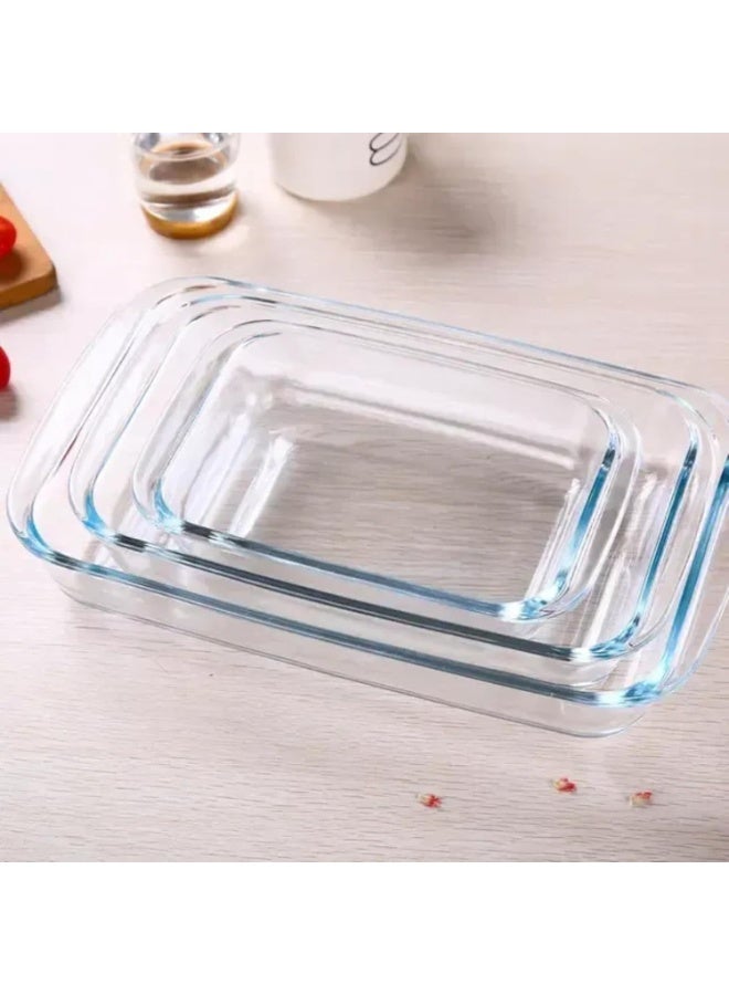 Glass Baking Dish Set of 3 Pcs small 1L,medium 1.6L,and large 2.2L Rectangular Clear Glass,Heat Resistant,Microwave,Oven Safe  Glass Multipurpose Baking Tray - Image 2