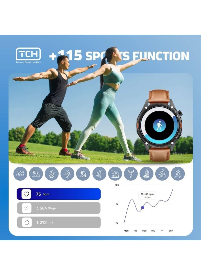 TCH Smart Watch for Men and Women 1.43" 3D Display, Bluetooth Call/Message, 180+ Sports Modes, Heart Rate, Sleep Monitor Smartwatches, IP68 Waterproof, 7-Day Battery, Fitness Watches For Android/IOS  - Image 5