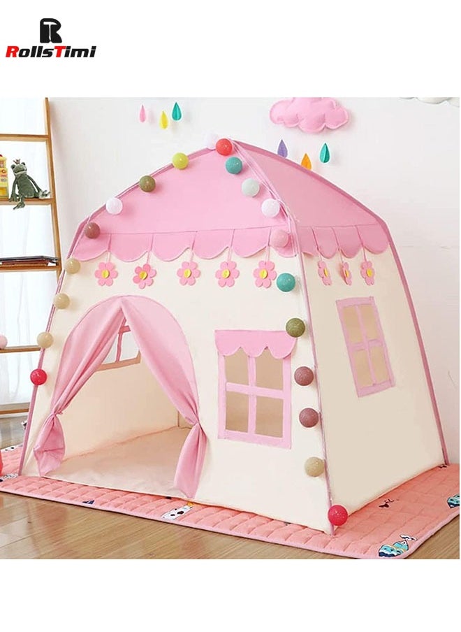 RollsTimi  - Flower Kids Play Tent with Star Lights Large Indoor Childrens Playhouse for Girls - Image 1