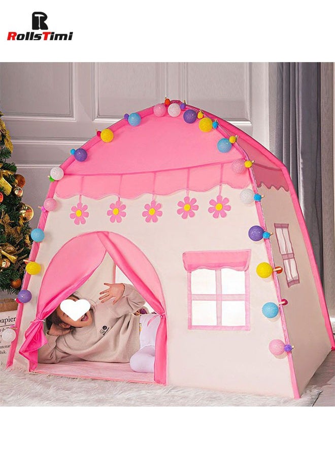 RollsTimi  - Flower Kids Play Tent with Star Lights Large Indoor Childrens Playhouse for Girls - Image 1